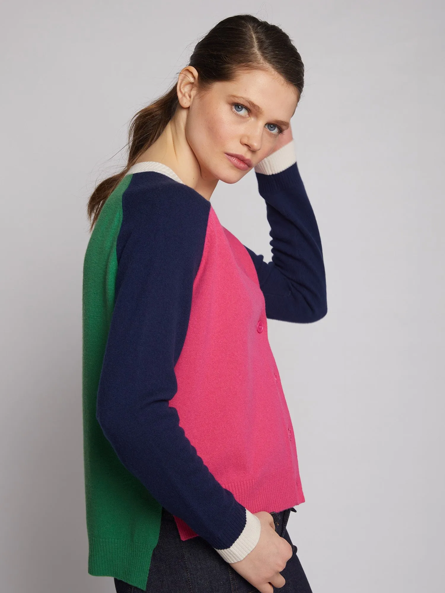 Vilagallo Pink Navy Cardigan
