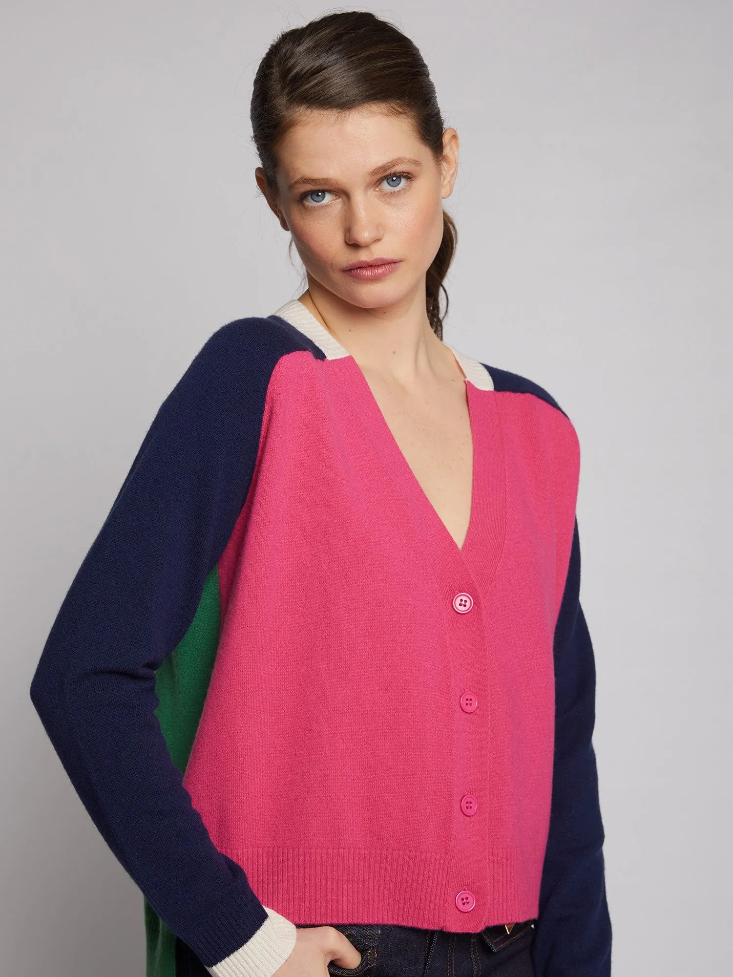 Vilagallo Pink Navy Cardigan