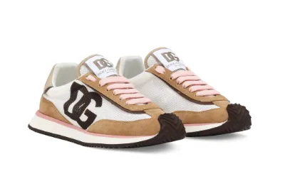 WHITE/BEIGE LACE-UP FLAT SHOES
