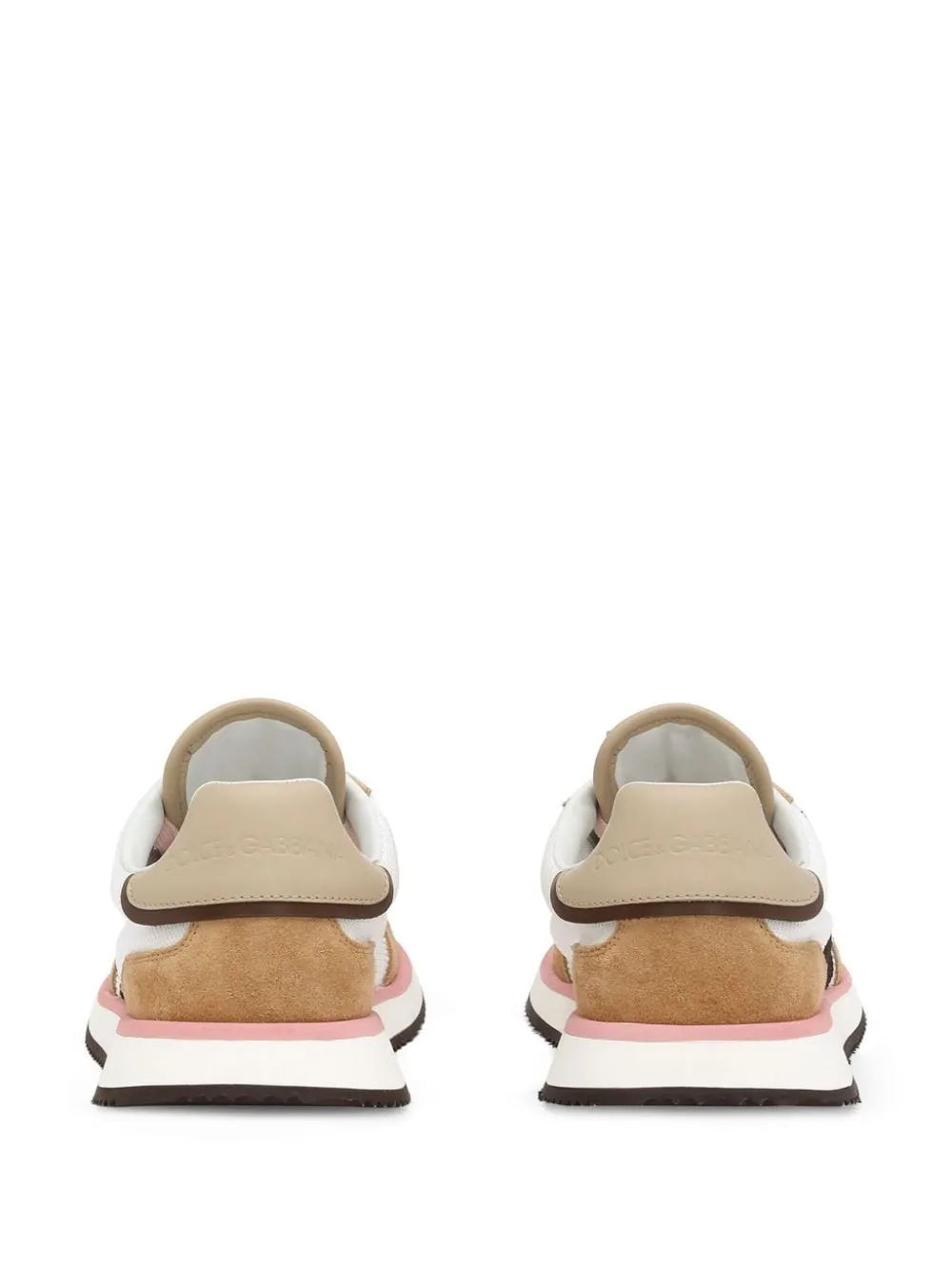 WHITE/BEIGE LACE-UP FLAT SHOES