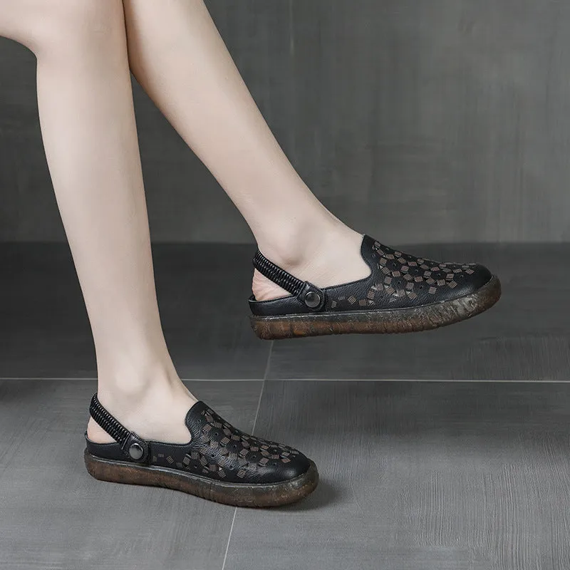 Women Summer Casual Hollow Leather Mules