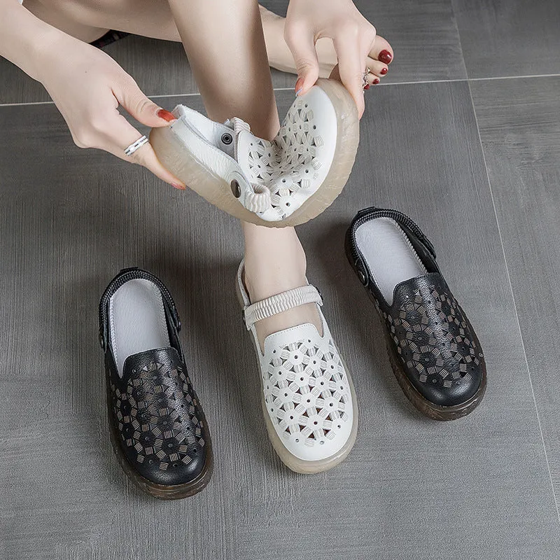 Women Summer Casual Hollow Leather Mules