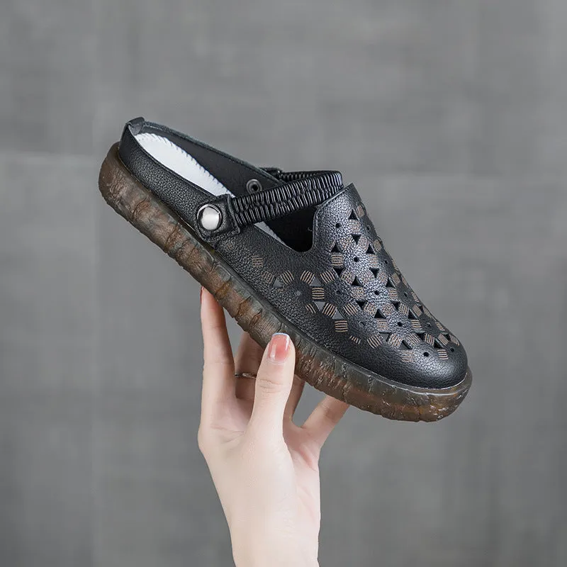 Women Summer Casual Hollow Leather Mules