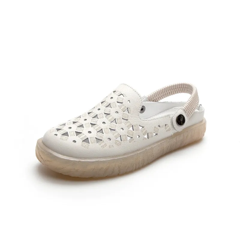 Women Summer Casual Hollow Leather Mules