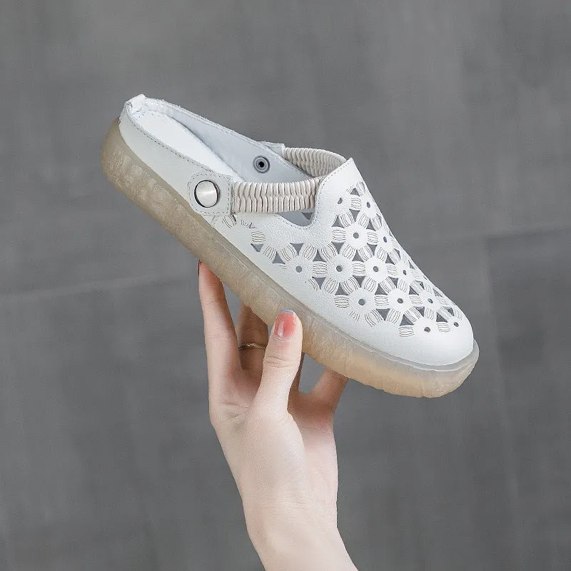 Women Summer Casual Hollow Leather Mules