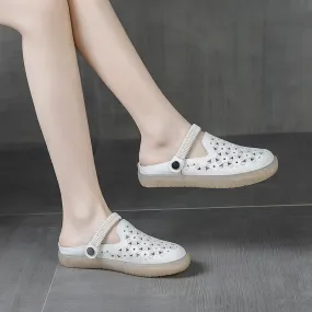 Women Summer Casual Hollow Leather Mules