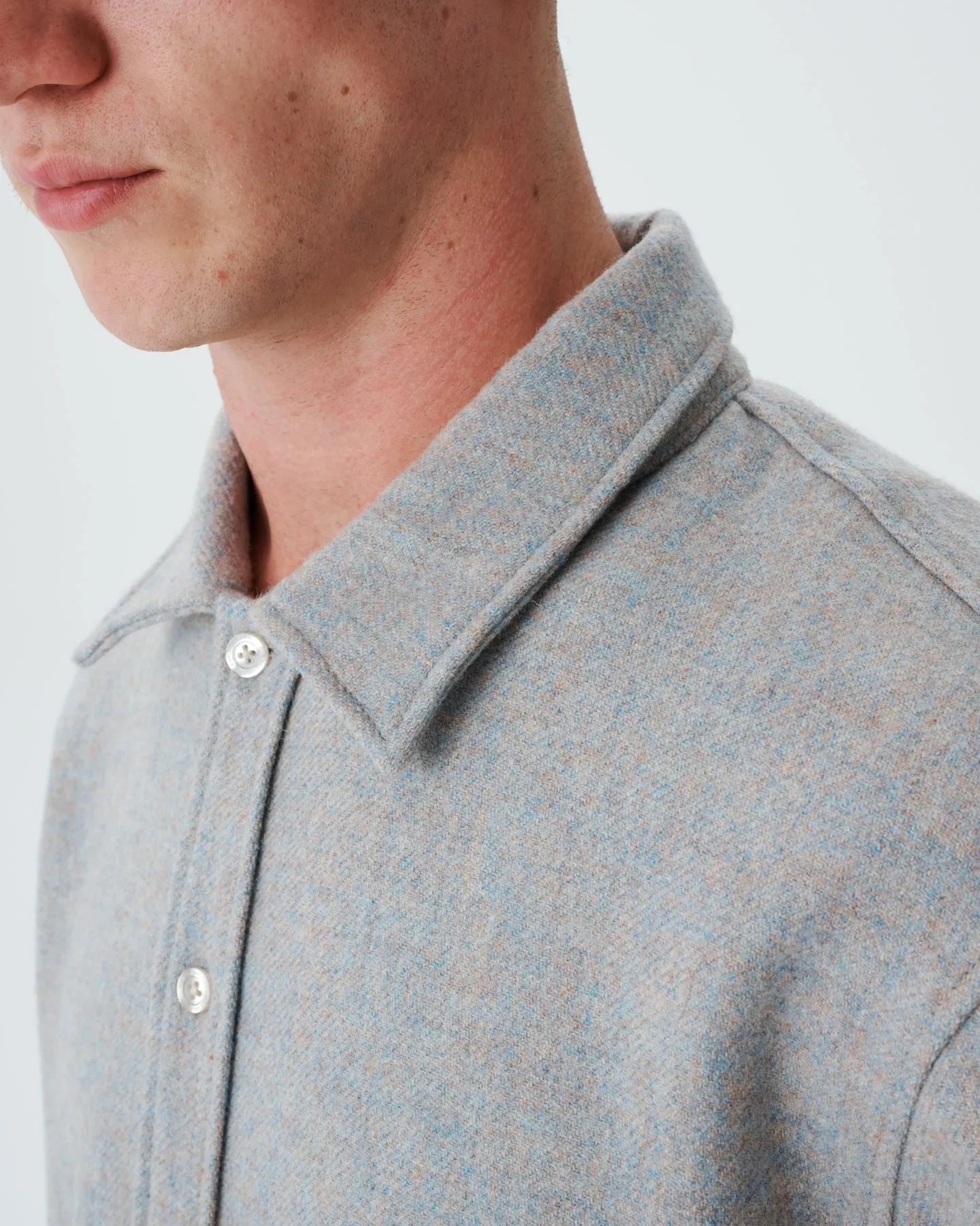 Wool Overshirt - Blue/Grey